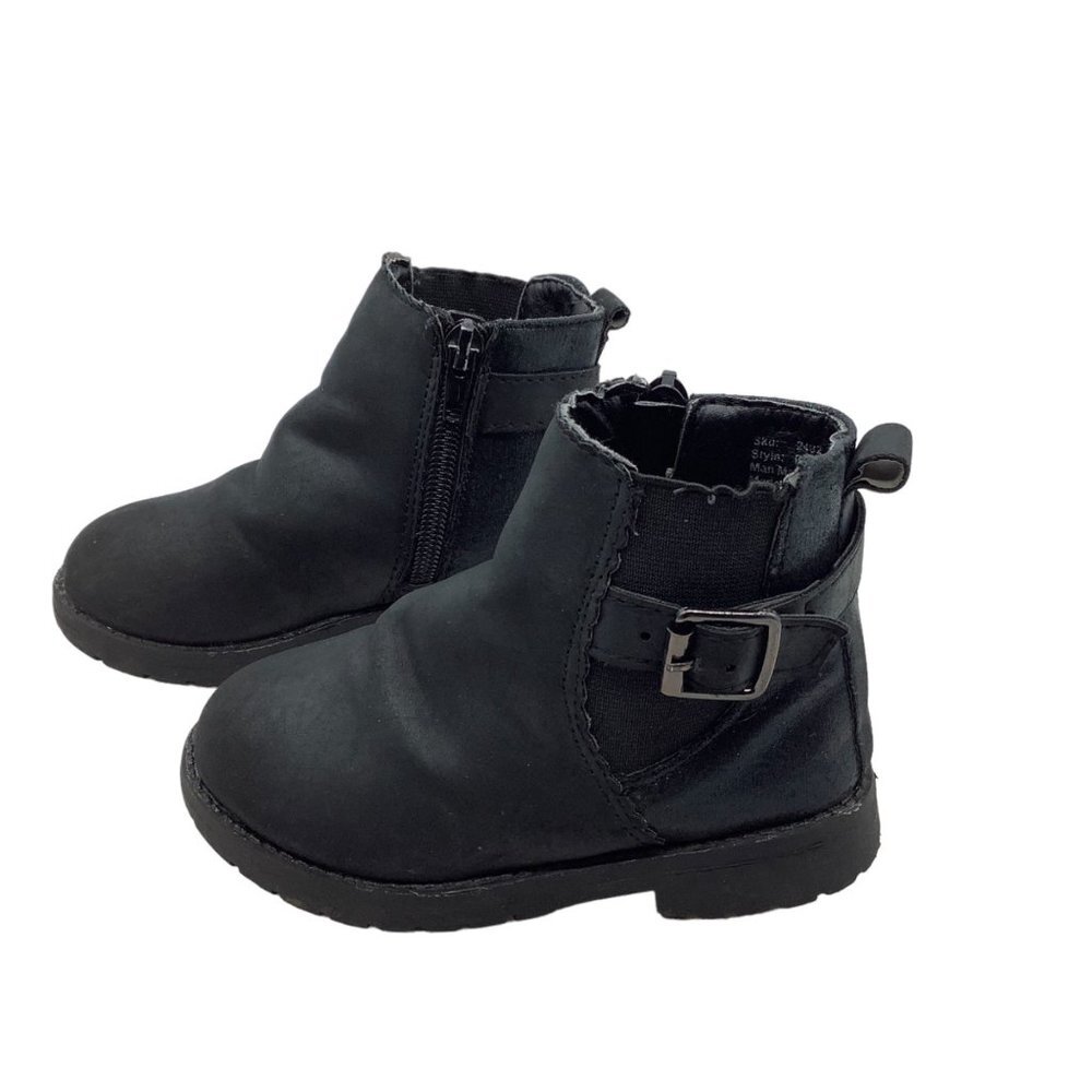 Rugged Bear Ankle Boots Booties Toddler Girl Size 10‎ Black Side Zip Buckle
